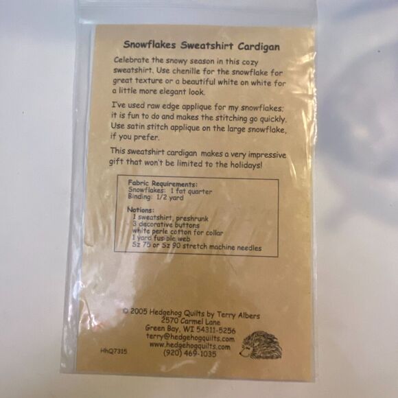 Hedgehog Quilts HHQ7315 Pattern Snowflakes Shirt Stencil Winter Holiday Folkart - Picture 4 of 6